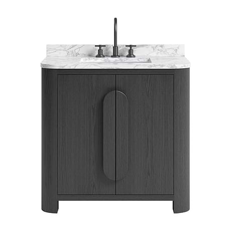 Harper Ebony Oak 36" Single Vanity with Carrara Marble Top by TileBar Studio Vanities