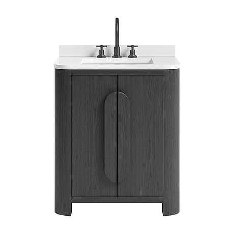 Harper Ebony Oak 30" Single Vanity with White Quartz Top by TileBar Studio Vanities