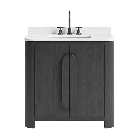 Harper Ebony Oak 36" Single Vanity with White Quartz Top by TileBar Studio Vanities