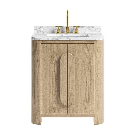 Harper Medium Ash 30" Single Vanity with Carrara Marble Top by TileBar Studio Vanities