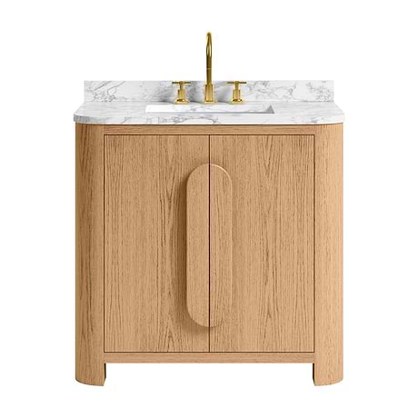 Harper Medium Ash 36" Single Vanity with Carrara Marble Top by TileBar Studio Vanities