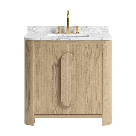Harper Medium Ash 36" Single Vanity with Carrara Marble Top by TileBar Studio Vanities