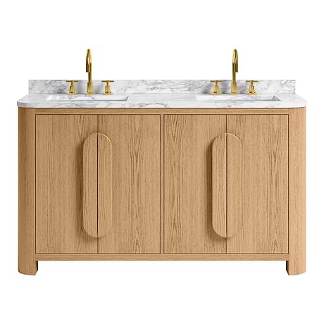 Harper Medium Ash 60" Double Vanity with Carrara Marble Top by TileBar Studio Vanities