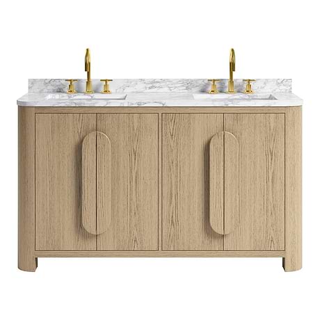 Harper Medium Ash 60" Double Vanity with Carrara Marble Top by TileBar Studio Vanities