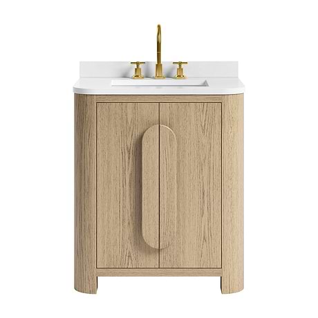 Harper Medium Ash 30" Single Vanity with White Quartz Top by TileBar Studio Vanities
