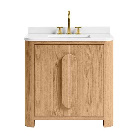Harper Medium Ash 36" Single Vanity with White Quartz Top by TileBar Studio Vanities