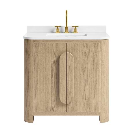 Harper Medium Ash 36" Single Vanity with White Quartz Top by TileBar Studio Vanities