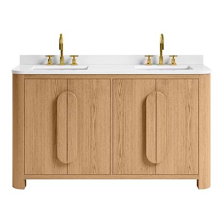 Harper Medium Ash 60" Double Vanity with White Quartz Top by TileBar Studio Vanities