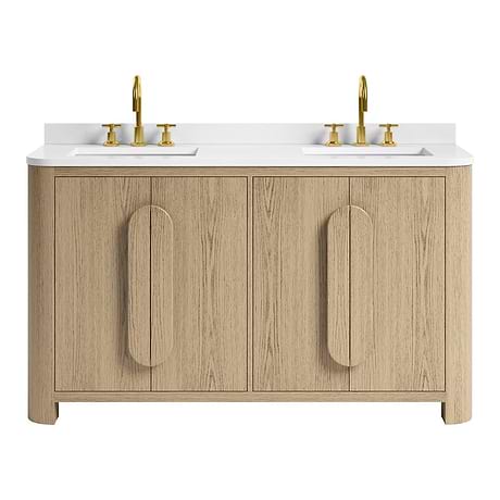 Harper Medium Ash 60" Double Vanity with White Quartz Top by TileBar Studio Vanities