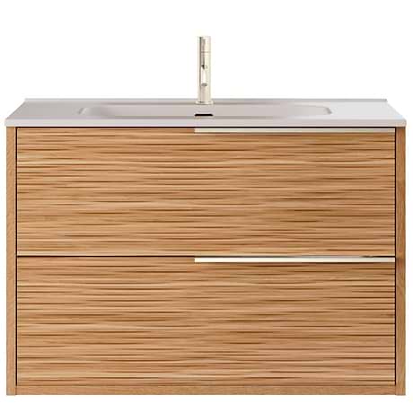 Kora Bamboo Faux Finish 32" Single Vanity with Integrated White Ceramic Top & Silver Handles