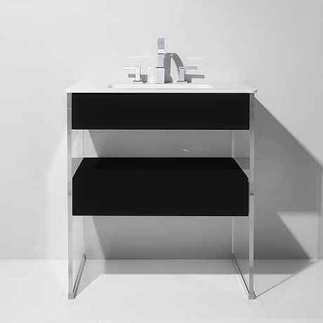 Lucite  36" Black Gloss Vanity and Counter
