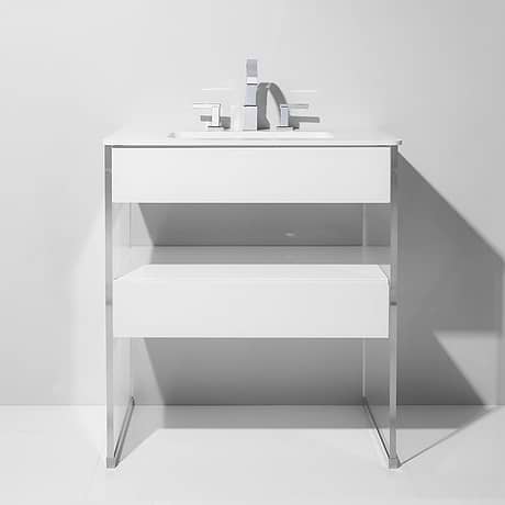 Lucite  36" White Gloss Vanity and Counter