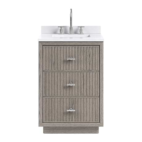 Rhett Steel Oak 24" Single Vanity with White Quartz Top by TileBar Studio Vanities