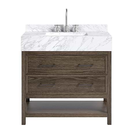 Rowan Espresso Oak 36" Single Vanity with Carrara Marble Top by TileBar Studio Vanities