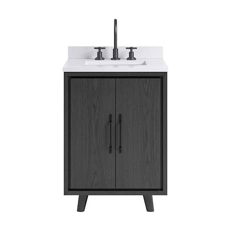 Setton Ebony Oak 24" Single Vanity with White Quartz Top by TileBar Studio Vanities