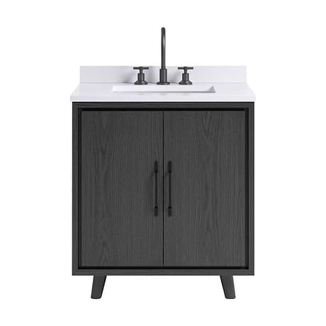 Setton Ebony Oak 30" Single Vanity with White Quartz Top by TileBar Studio Vanities