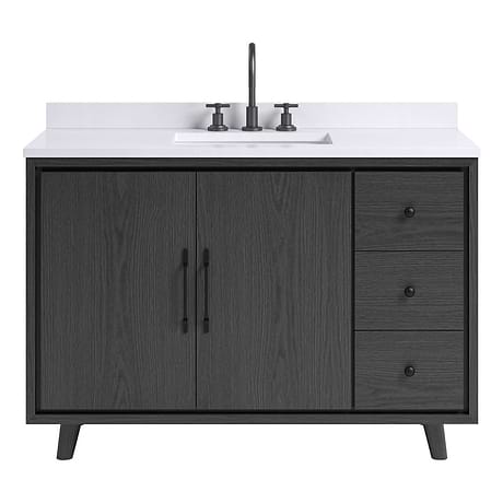 Setton Ebony Oak 48" Single Vanity with White Quartz Top by TileBar Studio Vanities