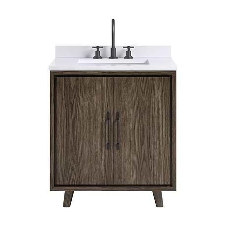 Setton Espresso Oak 30" Single Vanity with White Quartz Top by TileBar Studio Vanities