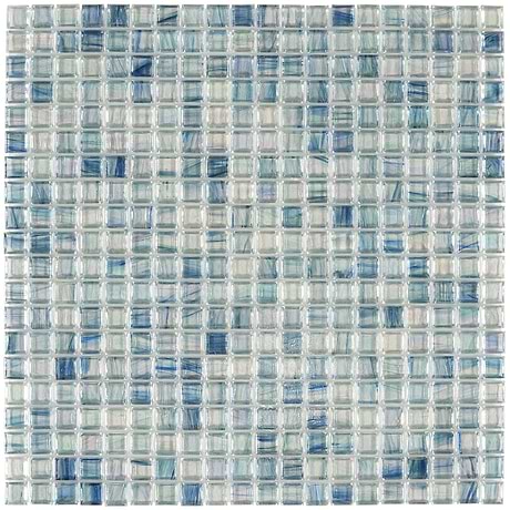 Celeste Harbor Fog Blue 1x1 Square Polished Glass Mosaic