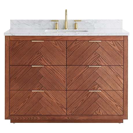 Marilyn Woodgrain 48" Single Vanity with Carrara Marble Top