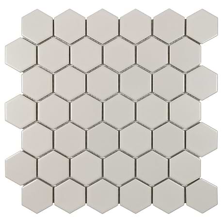 Serenity Taupe Gray 2" Hexagon Matte Porcelain Mosaic
