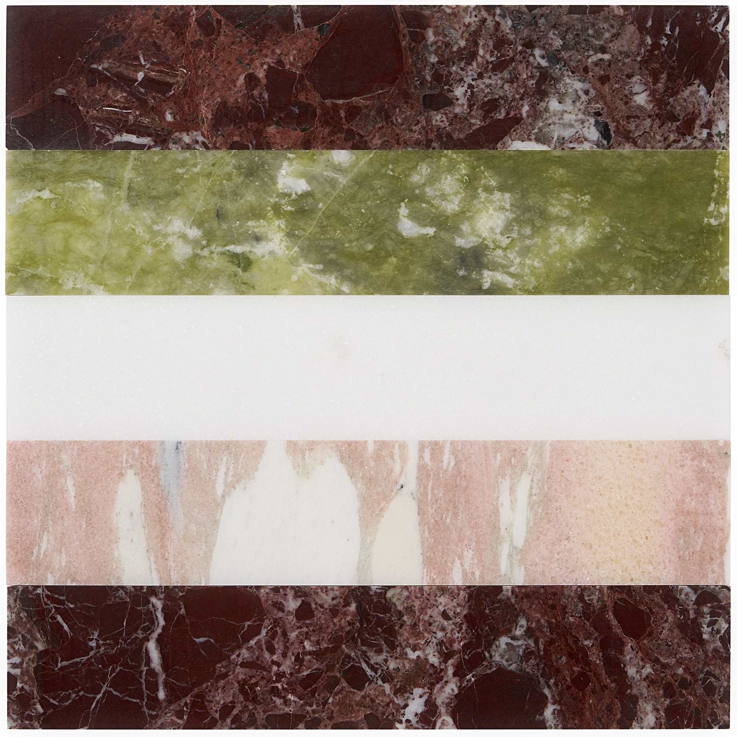 ARC Linear Rainbow Multicolor 12x12 Polished Marble Mosaic Tile by Elizabeth Sutton