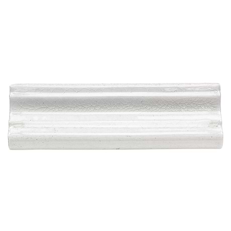 Nabi Glacier White 2x6 Crackled Glossy Glass Chair Rail Liner
