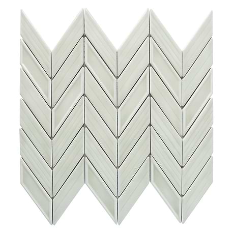 Brookline Chevron Celadon Green 1x5 Glossy Ceramic Mosaic Tile