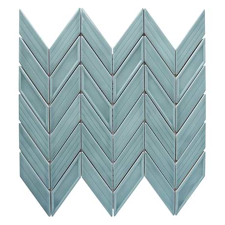Brookline Chevron Marine Blue 1x5 Glossy Ceramic Mosaic Tile