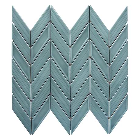 Brookline Chevron Marine Blue 1x5 Glossy Ceramic Mosaic Tile