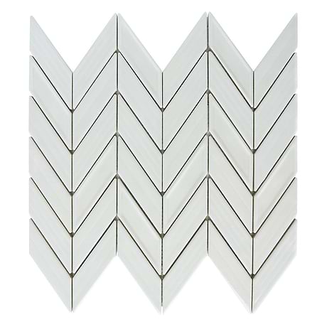 Brookline Chevron Mushroom Gray 1x5 Glossy Ceramic Mosaic Tile
