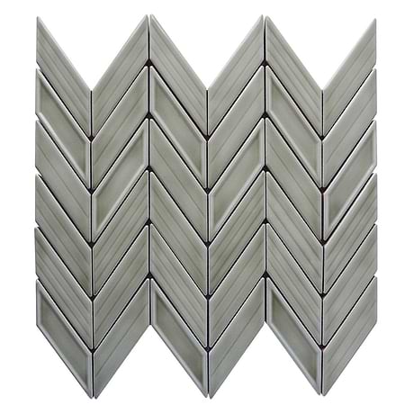 Brookline Chevron Warm Gray 1x5 Glossy Ceramic Mosaic Tile