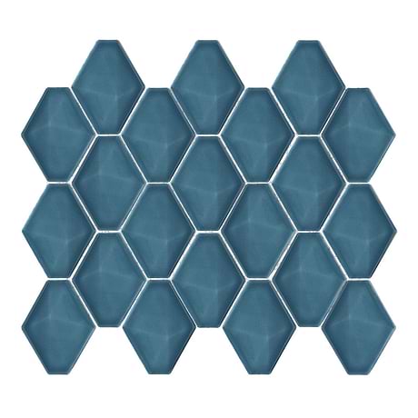 Brookline Diamond Coastal Blue 3x4 Glossy Ceramic Mosaic Tile