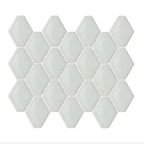 Brookline Diamond Mushroom Gray 3x4 Glossy Ceramic Mosaic Tile