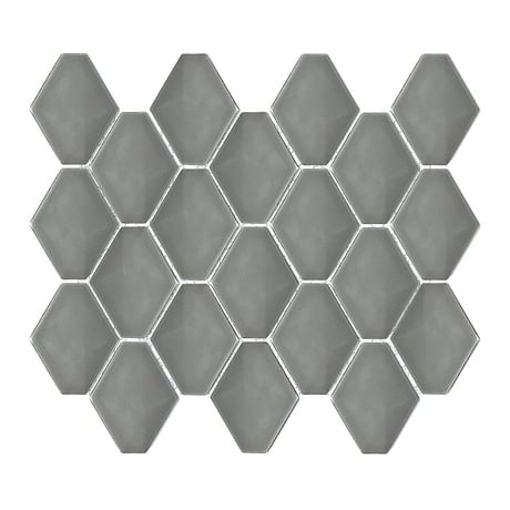Brookline Diamond Warm Gray Glossy 3x4 Ceramic Mosaic Tile