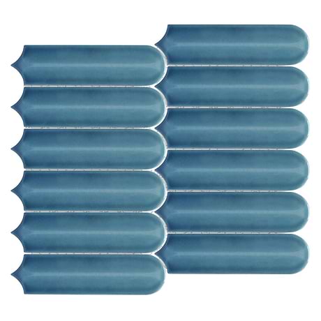 Brookline Feather Coastal Blue 2x7 Fish Scale Glossy Ceramic Mosaic Tile