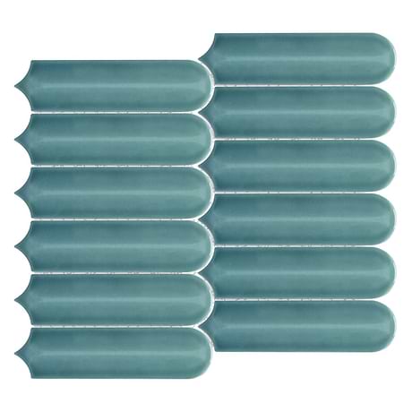 Brookline Feather Marine Blue 2x7 Fish Scale Glossy Ceramic Mosaic Tile