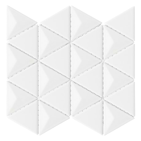 Brookline Triangle Cloud White 4" Glossy Ceramic Mosaic Tile