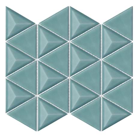 Brookline Triangle Marine Blue 4" Glossy Ceramic Mosaic Tile