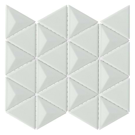 Brookline Triangle Mushroom Gray 4" Glossy Ceramic Mosaic Tile