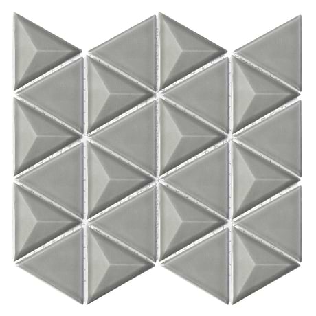 Brookline Triangle Warm Gray 4" Glossy Ceramic Mosaic Tile