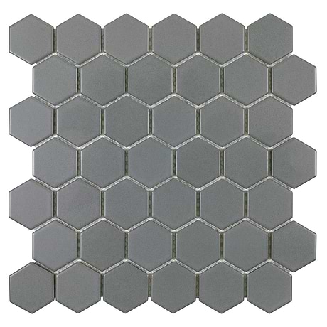Serenity Dark Gray 2" Hexagon Matte Porcelain Mosaic
