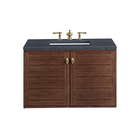 Amberly Mid-Century Walnut 36" Single Vanity with Charcoal Soapstone Quartz Top by JMV