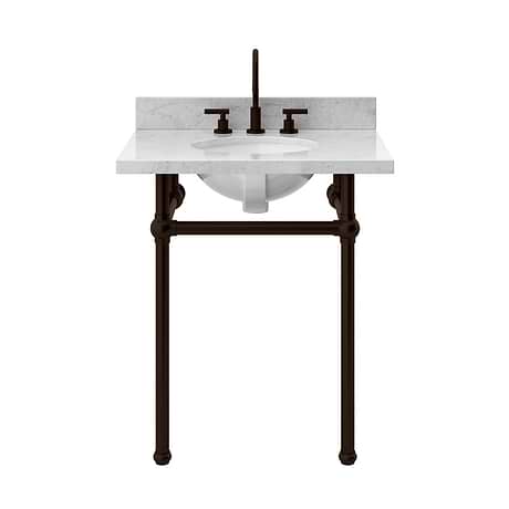 Pierce Oil Rubbed Bronze 30" Single Console with Oval Sink and Carrara Marble Top