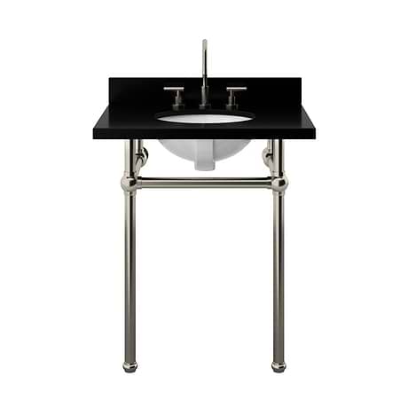 Pierce Brushed Nickel 30" Single Console with Oval Sink and Black Granite Top