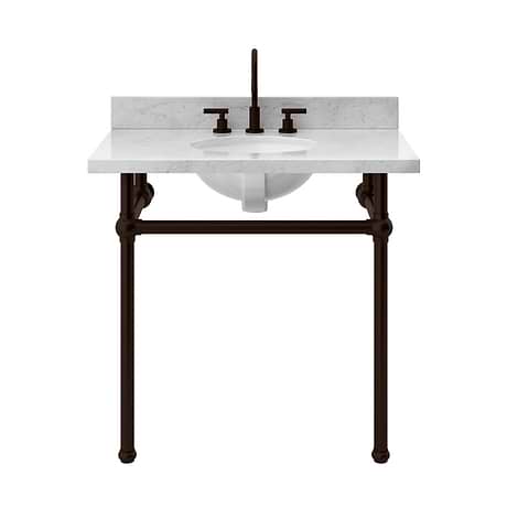 Pierce Oil Rubbed Bronze 36" Single Console with Oval Sink and Carrara Marble Top