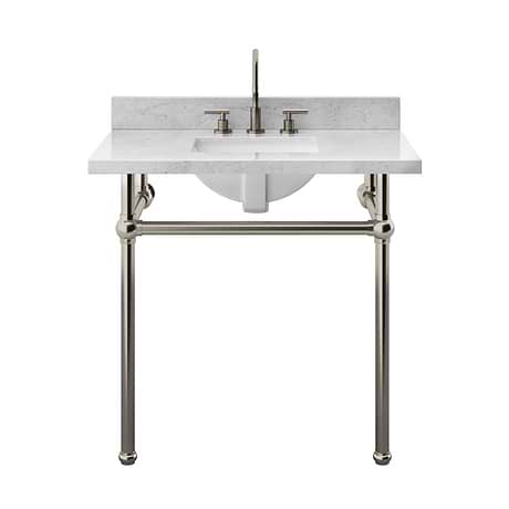 Pierce Brushed Nickel 36" Single Console with Rectangle Sink and Carrara Marble Top
