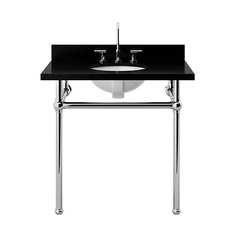 Pierce Polished Chrome 36" Single Console with Oval Sink and Black Granite Top