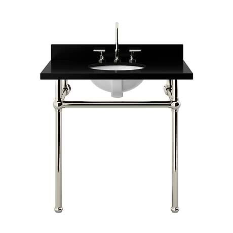 Pierce Polished Nickel 36" Single Console with Oval Sink and Black Granite Top