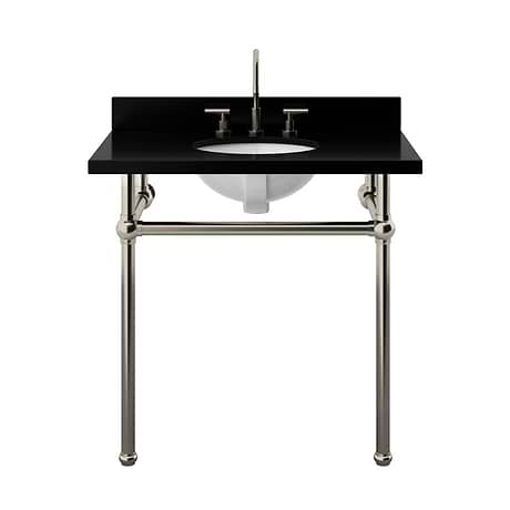 Pierce Brushed Nickel 36" Single Console with Oval Sink and Black Granite Top